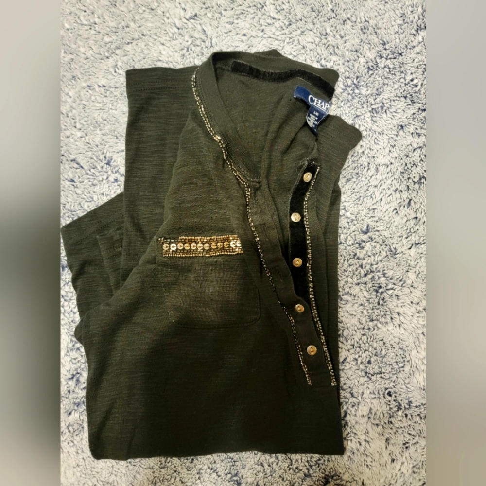 Long sleeved button up chaps womens shirt